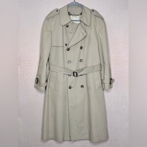 Vintage London Fog Belted Double Breasted Trench Coat-Beige/Tan-Men’s 40 Short